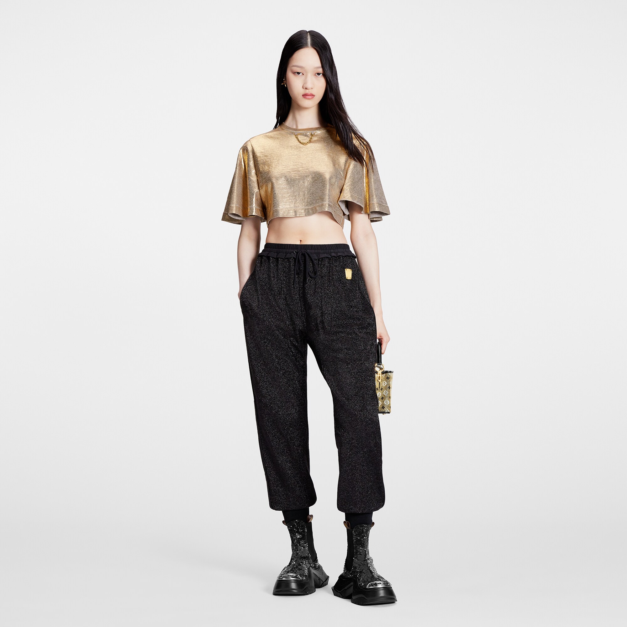 Glitter Jogging Pants Luxury Pants Ready to Wear Women LOUIS